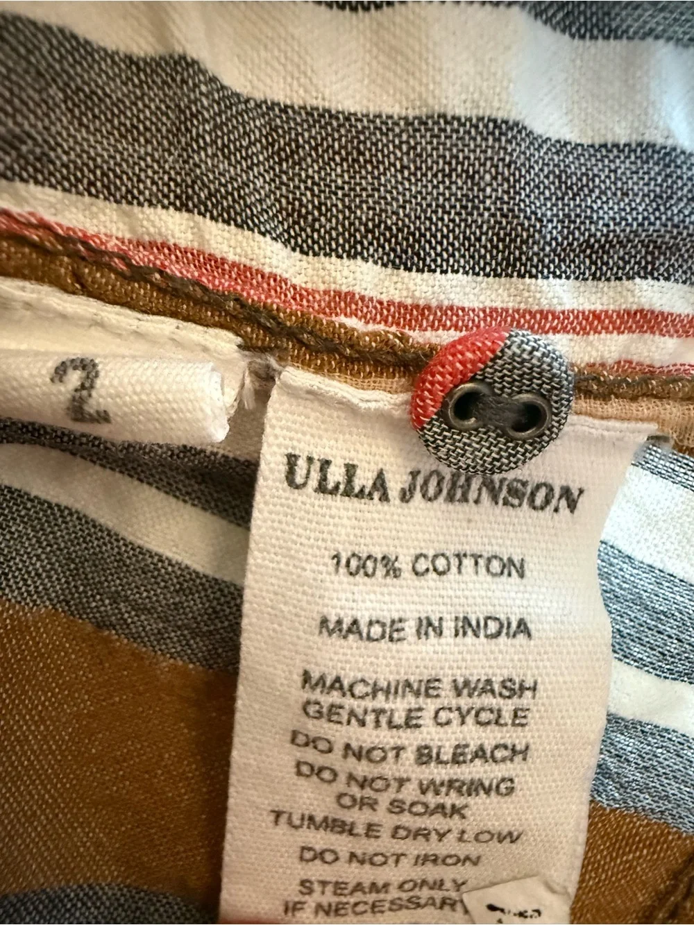 Ulla Johnson Striped Ruffle Top - Red, Brown, Blue, Cream